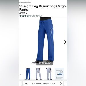 Cherokee Infinity Straight Leg Drawstring Cargo Srub  Pants. Size small